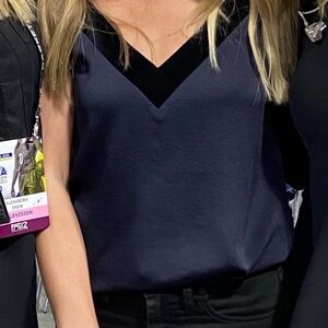 Express Navy V-Neck Satin Camisole